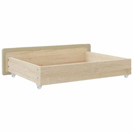 Bedlades 2 st bewerkt hout en kunstleer cr&egrave;mekleurig 6