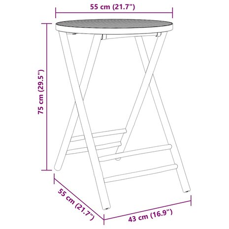 Tuintafel inklapbaar &Oslash; 55x75 cm bamboe 8
