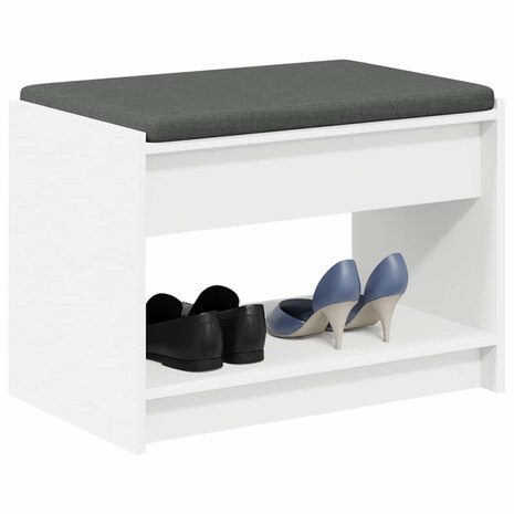 Halbank Wit 63 x 38 x 45 cm Ge&iuml;ndustrialiseerd hout en stof 3