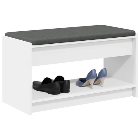 Halbank Wit 83 x 38 x 45 cm Ge&iuml;ndustrialiseerd hout en stof 3