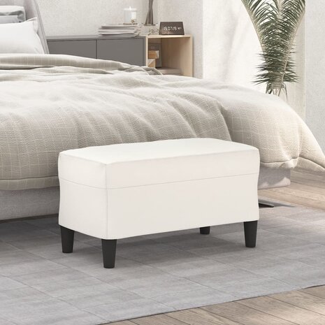 Bankje 70x35x41 cm kunstleer cr&egrave;mekleurig 1