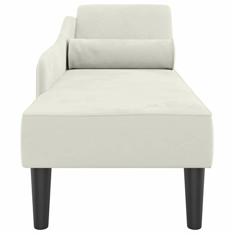Chaise longue met kussens fluweel cr&egrave;mekleurig 4