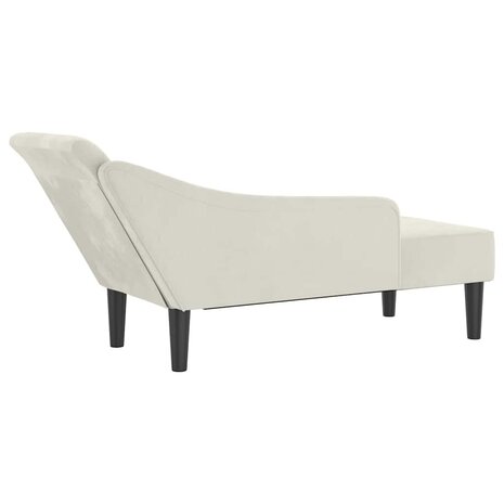 Chaise longue met kussens fluweel cr&egrave;mekleurig 5