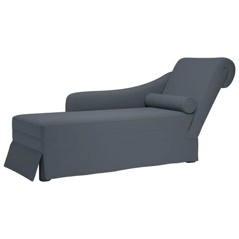 Chaise longue met bolster&rechterarmleuning fluweel donkergrijs 1