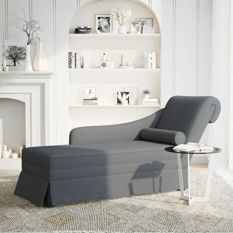 Chaise longue met bolster&rechterarmleuning fluweel donkergrijs 2