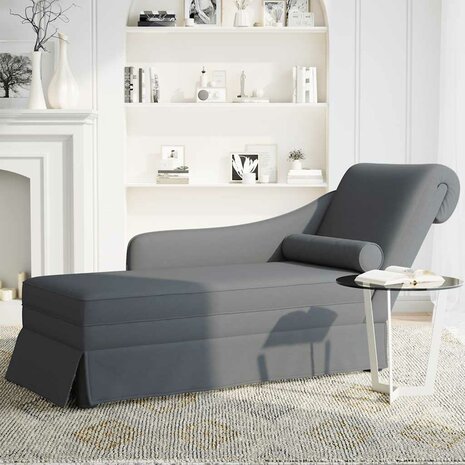 Chaise longue met bolster&rechterarmleuning fluweel donkergrijs 3