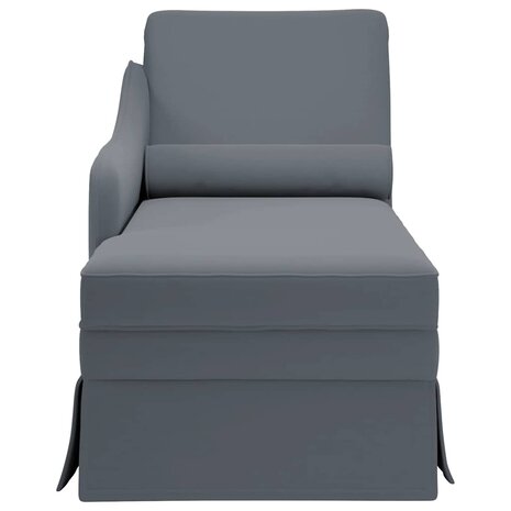 Chaise longue met bolster&rechterarmleuning fluweel donkergrijs 4