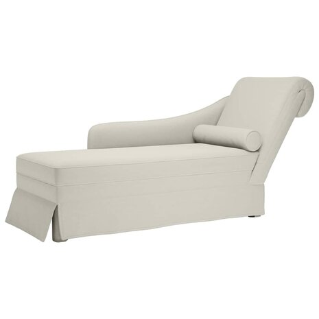 Chaise longue met bolster en rechterarmleuning fluweel cr&egrave;me 1