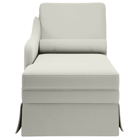 Chaise longue met bolster en rechterarmleuning fluweel cr&egrave;me 4