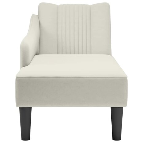 Chaise longue met rechterarmleuning fluweel cr&egrave;mekleurig 4