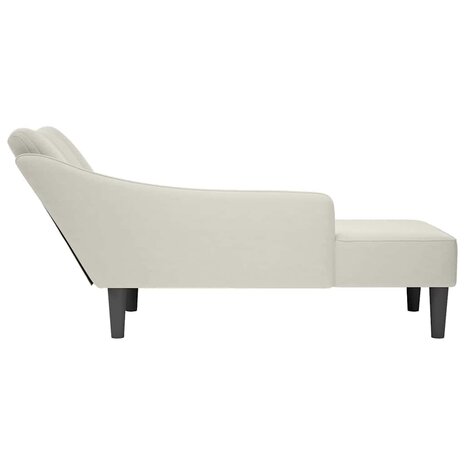Chaise longue met rechterarmleuning fluweel cr&egrave;mekleurig 5