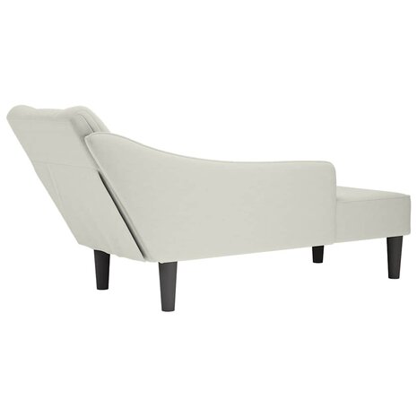 Chaise longue met rechterarmleuning fluweel cr&egrave;mekleurig 6
