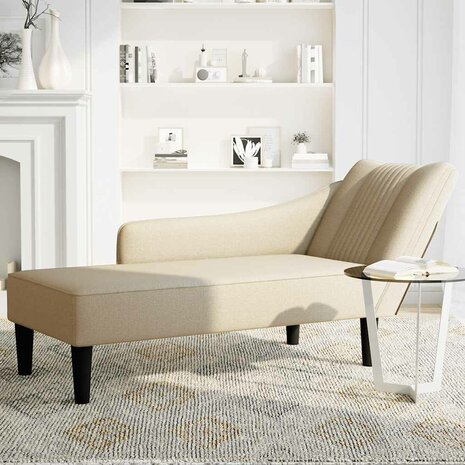 Chaise longue met rechterarmleuning stof cr&egrave;mekleurig 3