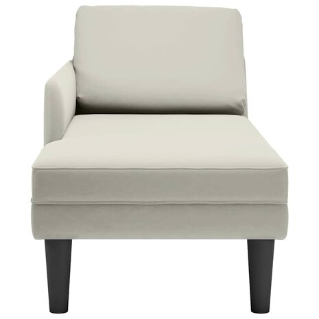 Chaise longue met kussen&rechterarmleuning fluweel cr&egrave;mekleurig 4