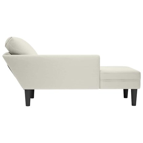 Chaise longue met kussen&rechterarmleuning fluweel cr&egrave;mekleurig 5