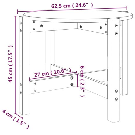 Salontafel &Oslash; 62,5x45 cm massief grenenhout honingbruin 8