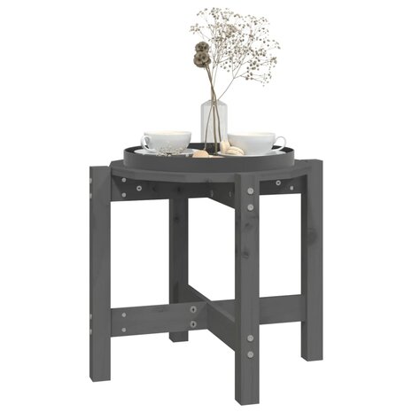 Salontafel &Oslash; 52,5x45 cm massief grenenhout grijs 4