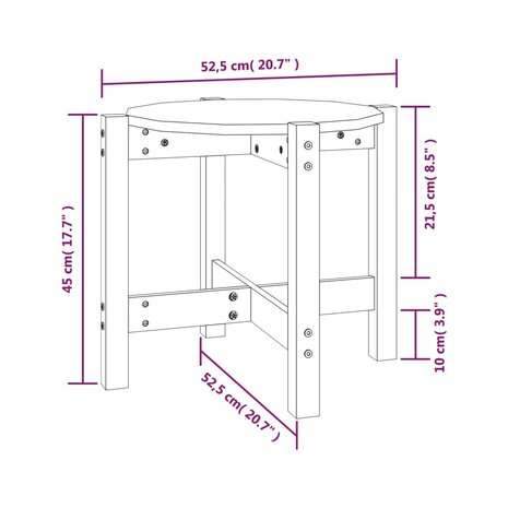 Salontafel &Oslash; 52,5x45 cm massief grenenhout grijs 8