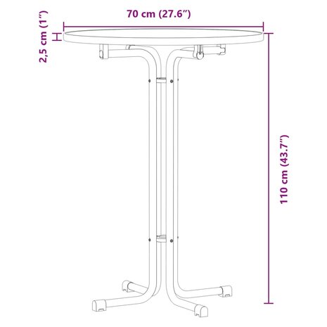 Bartafel &Oslash; 70x110 cm bewerkt hout en staal wit 9