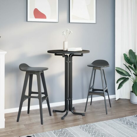 Bartafel &Oslash; 70x110 cm bewerkt hout en staal zwart 3