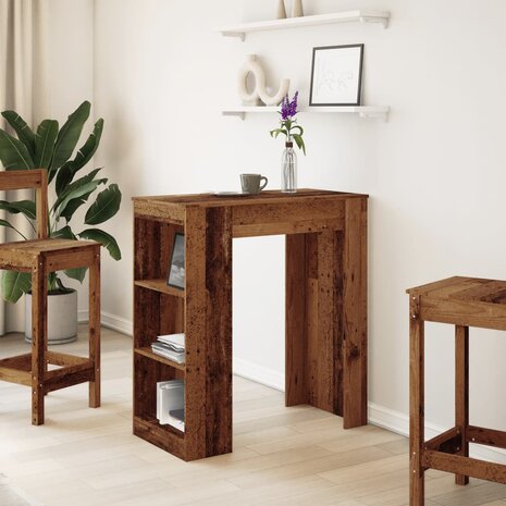 Bartafel met rekken 95x47x103,5 cm bewerkt hout oud houtkleur 3