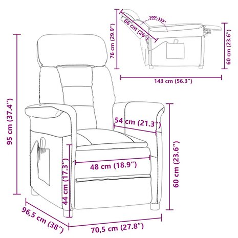 Massagestoel Cr&egrave;me 70.5 x 96.5 x 95 cm Stof en metaal 9