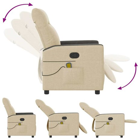 Massagestoel verstelbaar stof cr&egrave;mekleurig 6