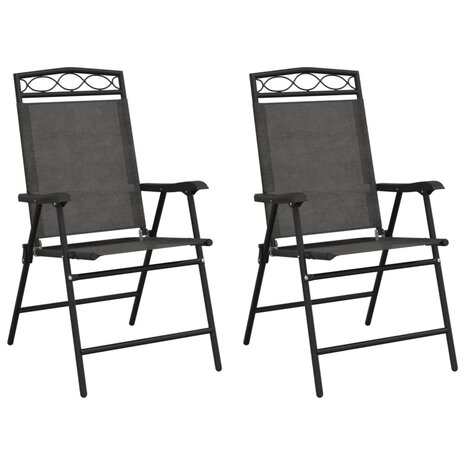Tuinstoelen 2 st inklapbaar staal en textileen gem&ecirc;leerd grijs 2
