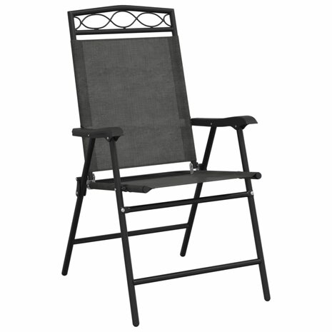 Tuinstoelen 2 st inklapbaar staal en textileen gem&ecirc;leerd grijs 4