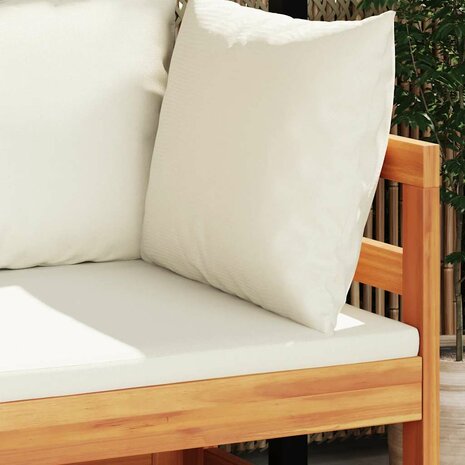 2-delige Loungeset met cr&egrave;mewitte kussens acaciahout 3
