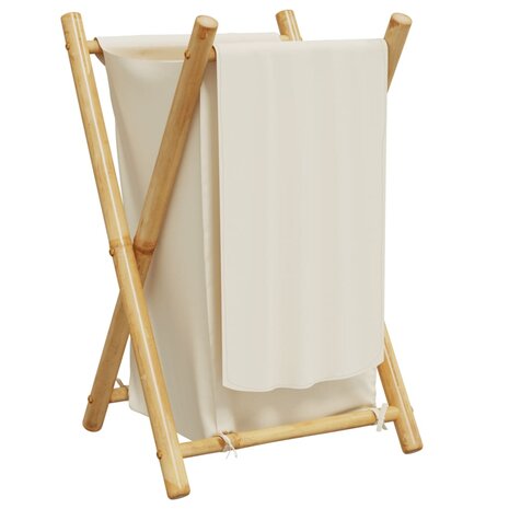 Wasmand 41,5x36x63,5 cm bamboe cr&egrave;mewit 6