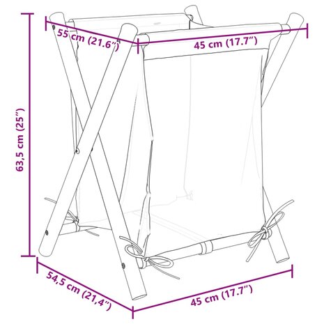 Wasmand 45x55x63,5 cm bamboe cr&egrave;mewit 9