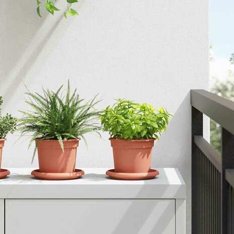 Ronde Bloempot 6 pcs Baksteenrood &Oslash; 12,5 x 10 cm Kunststof 1