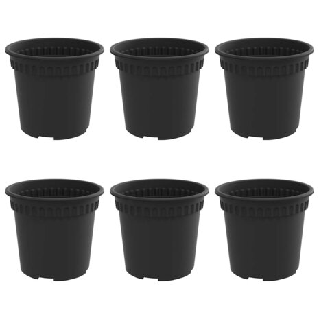 Ronde Bloempot 6 pcs Zwart &Oslash; 15 x 12 cm Kunststof 2