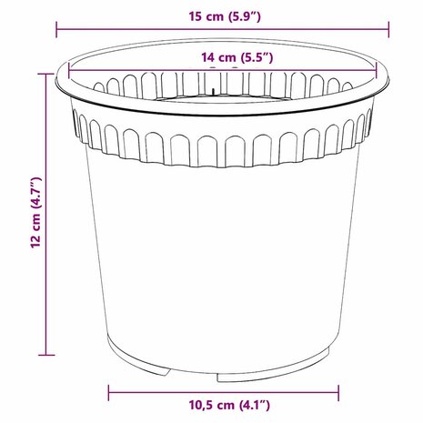 Ronde Bloempot 6 pcs Zwart &Oslash; 15 x 12 cm Kunststof 9