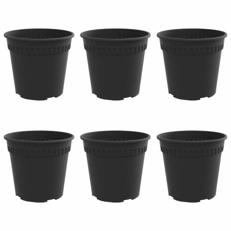Ronde Bloempot 6 pcs Zwart &Oslash; 19 x 16 cm Kunststof 2