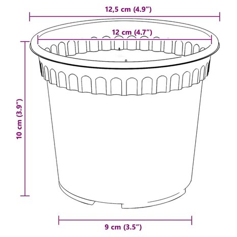 Ronde Bloempot 24 pcs Zwart &Oslash; 12,5 x 10 cm Kunststof 9