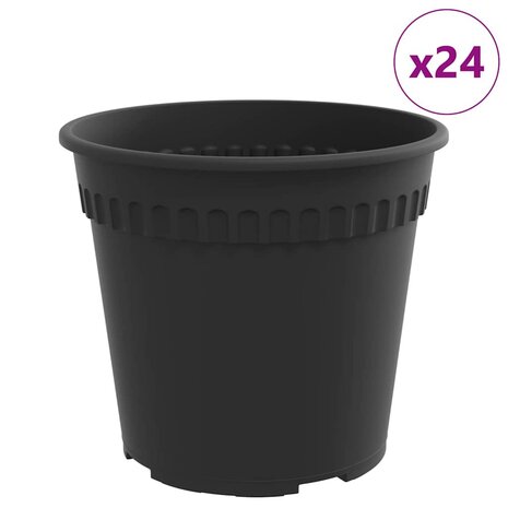 Ronde Bloempot 24 pcs Zwart &Oslash; 19 x 16 cm Kunststof 2