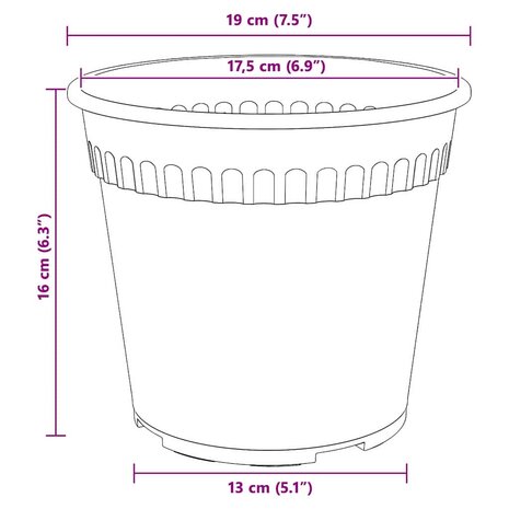 Ronde Bloempot 24 pcs Zwart &Oslash; 19 x 16 cm Kunststof 9