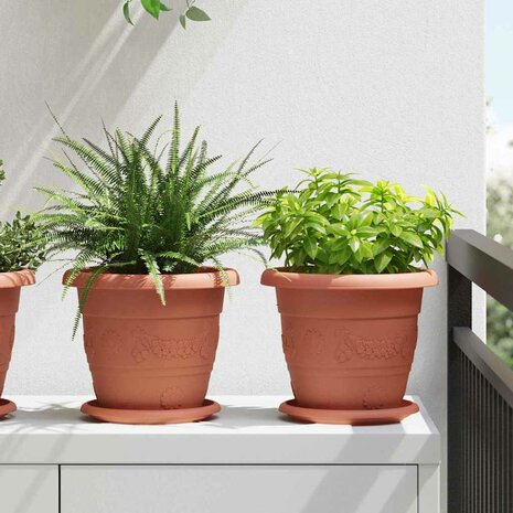 Ronde Bloempot 6 pcs Baksteenrood &Oslash; 26 x 21.5 cm Kunststof 1