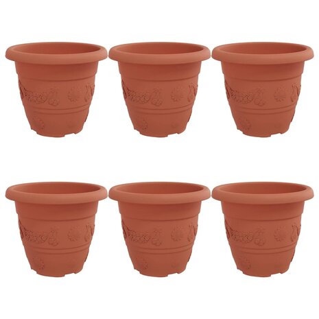 Ronde Bloempot 6 pcs Baksteenrood &Oslash; 26 x 21.5 cm Kunststof 2
