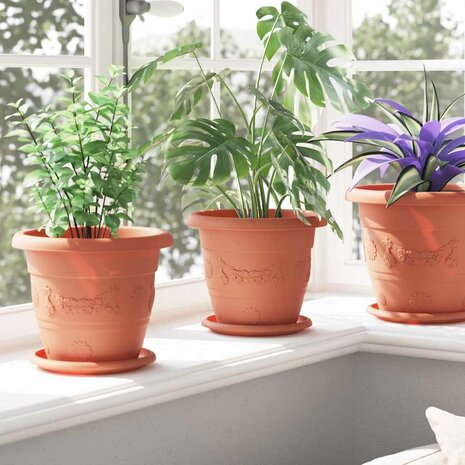 Ronde Bloempot 6 pcs Baksteenrood &Oslash; 26 x 21.5 cm Kunststof 4