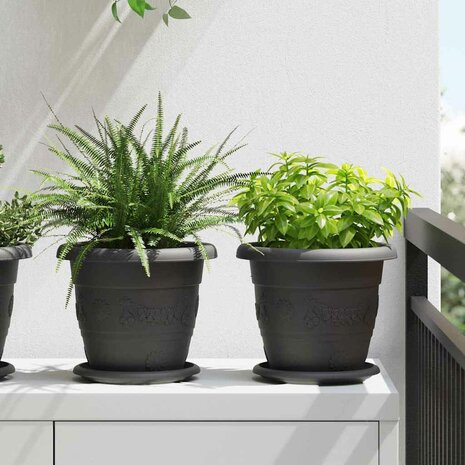 Ronde Bloempot 6 pcs Zwart &Oslash; 26 x 21.5 cm Kunststof 1