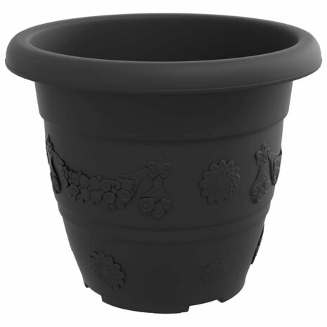 Ronde Bloempot 6 pcs Zwart &Oslash; 26 x 21.5 cm Kunststof 5