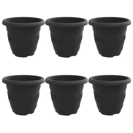 Ronde Bloempot 6 pcs Zwart &Oslash; 26 x 21.5 cm Kunststof 2