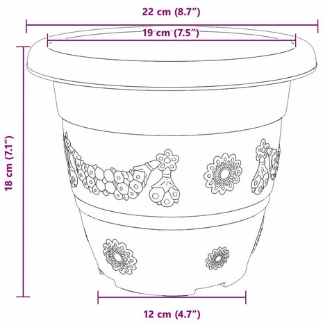 Ronde Bloempot 24 pcs Baksteenrood &Oslash; 26 x 21.5 cm Kunststof 9
