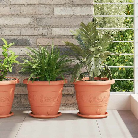 Ronde Bloempot 24 pcs Baksteenrood &Oslash; 26 x 21.5 cm Kunststof 1