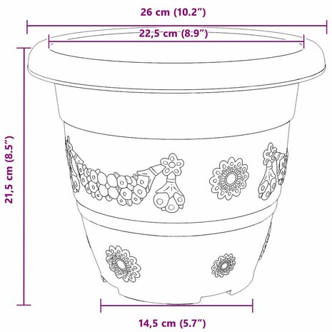 Ronde Bloempot 24 pcs Zwart &Oslash; 26 x 21.5 cm Kunststof 9