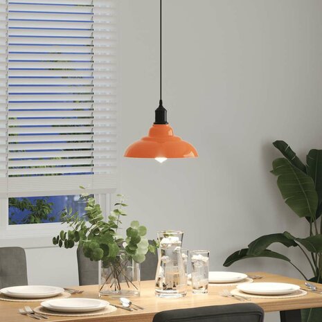 Hanglamp in hoogte verstelbaar E27 &Oslash;31cm metaal glanzend oranje 4