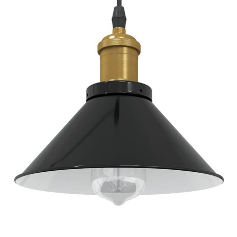 Hanglamp in hoogte verstelbaar E27 &Oslash;22 cm metaal glanzend zwart 1